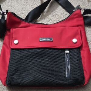 Calvin Klein Red and Black Crossbody Bag